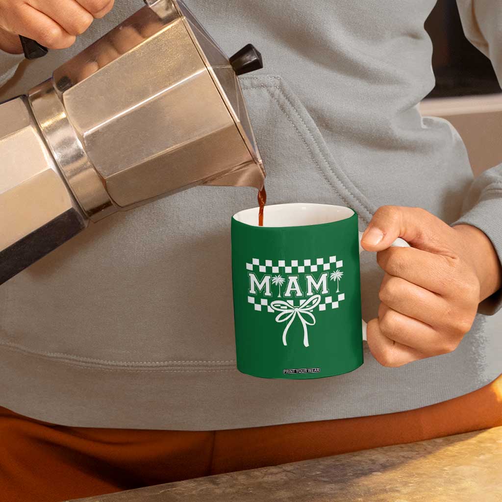 Preppy Miami Bow Aesthetic Coffee Mug Cute Checkered Palm Tree College Girl TS02 Print Your Wear