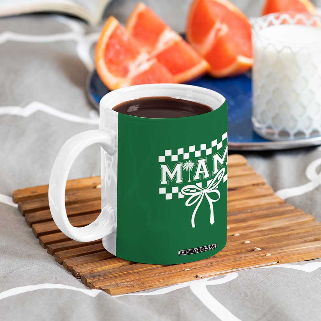 Preppy Miami Bow Aesthetic Coffee Mug Cute Checkered Palm Tree College Girl TS02 Print Your Wear