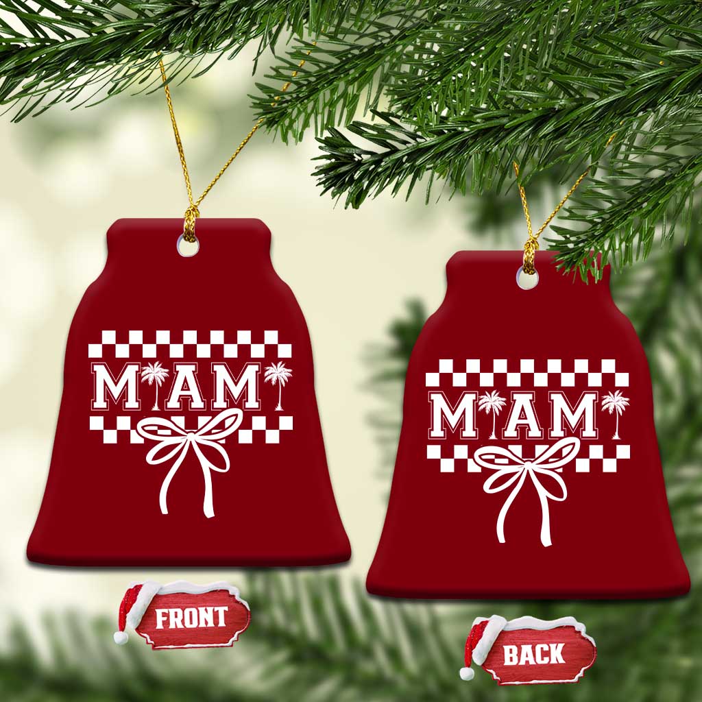 Preppy Miami Bow Aesthetic Ceramic Ornament Cute Checkered Palm Tree College Girl TS02 Print Your Wear