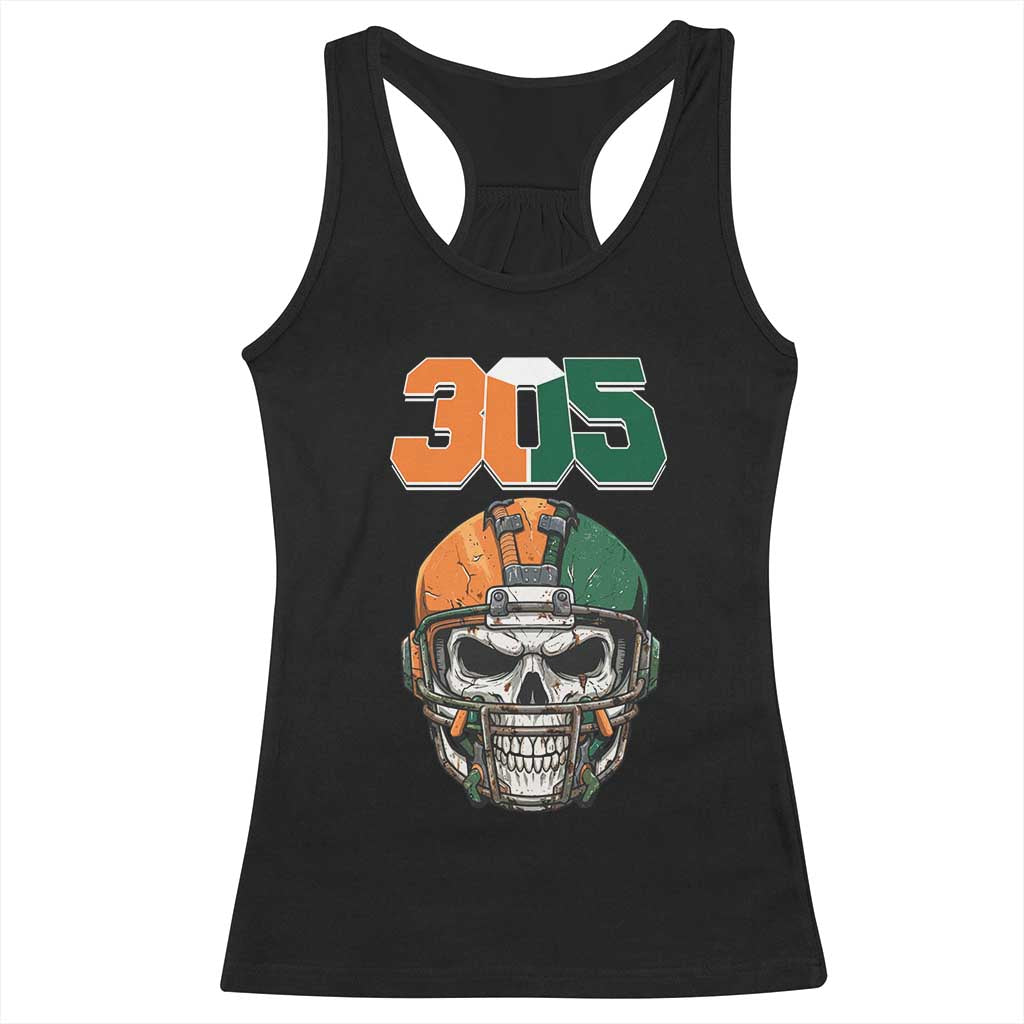 305 Football Warrior Skull Racerback Tank Top Orange and Green Miami Vibes TS02 Black Print Your Wear