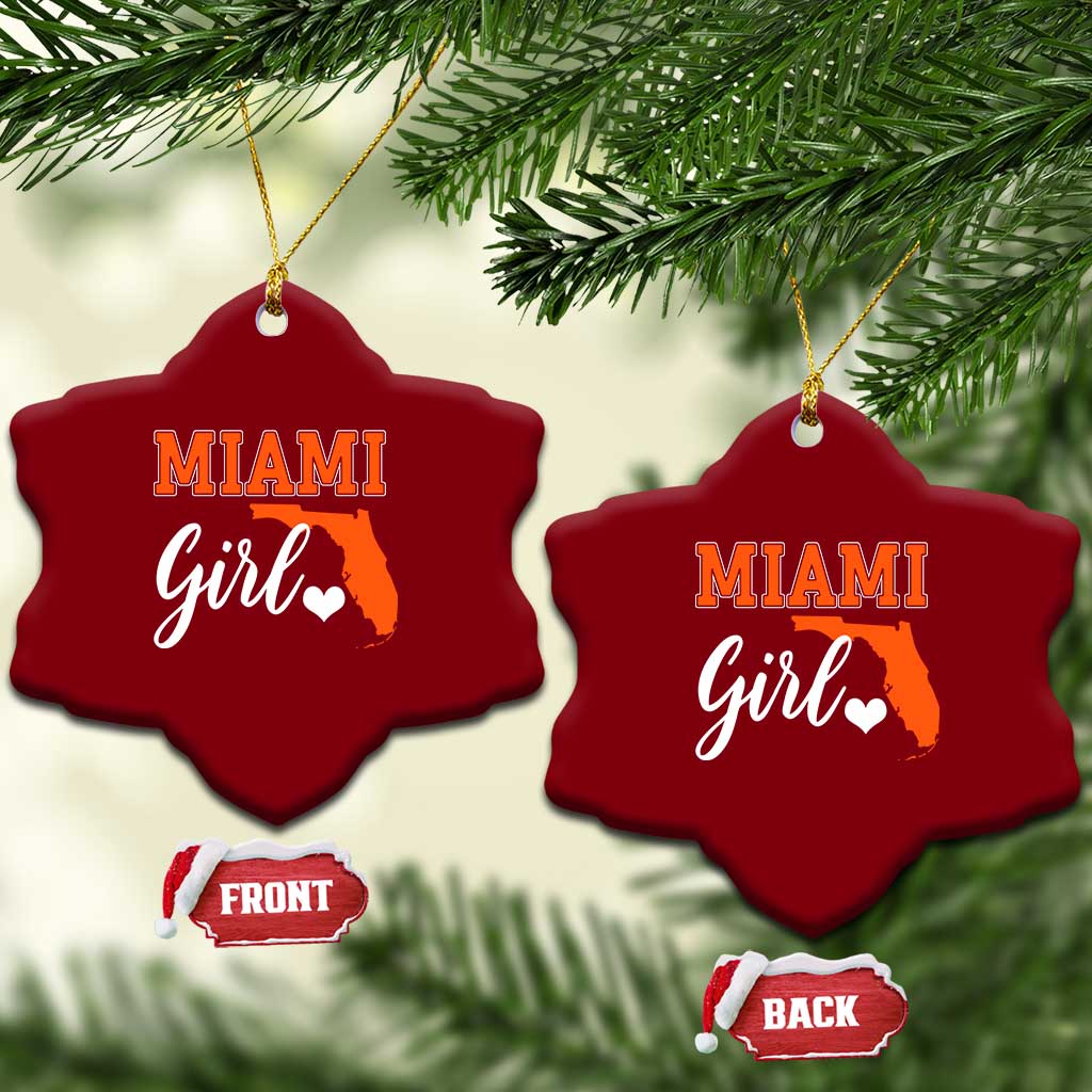 Miami Girl Pride Ceramic Ornament Florida State Map Local Love TS02 Print Your Wear