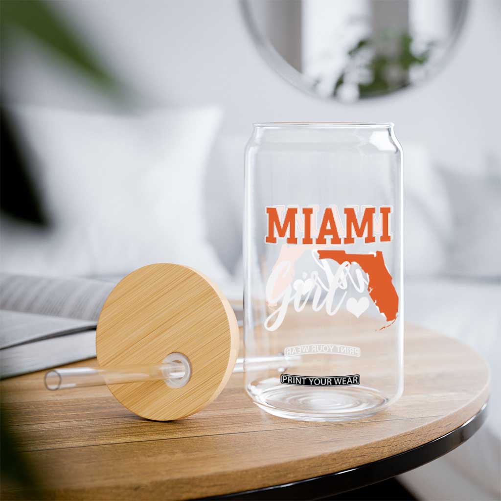 Miami Girl Pride Glass Can Florida State Map Local Love TS02 Print Your Wear