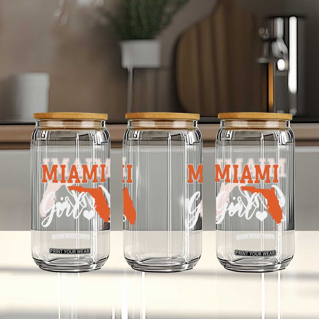 Miami Girl Pride Glass Can Florida State Map Local Love TS02 Print Your Wear