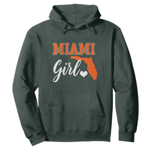 Miami Girl Pride Hoodie Florida State Map Local Love TS02 Dark Forest Green Print Your Wear