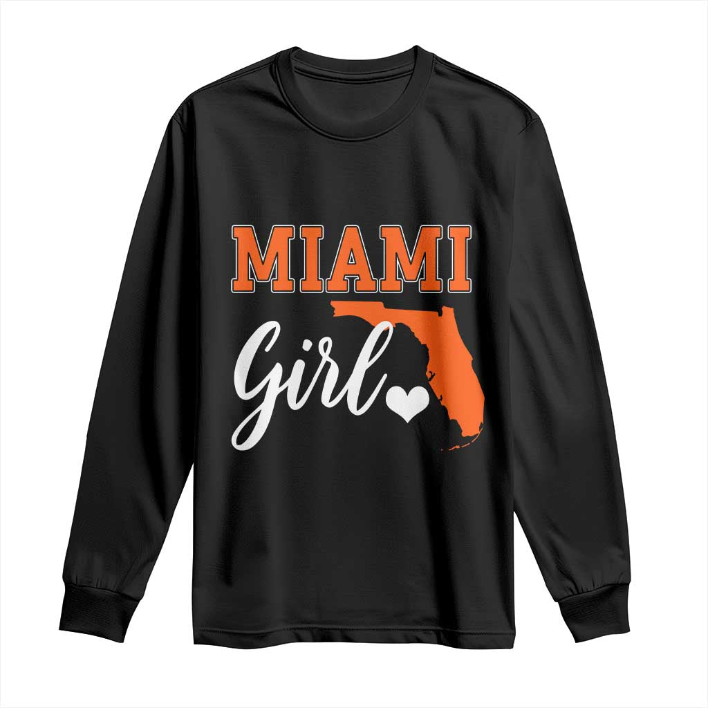 Miami Girl Pride Long Sleeve Shirt Florida State Map Local Love TS02 Black Print Your Wear
