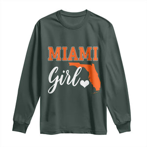 Miami Girl Pride Long Sleeve Shirt Florida State Map Local Love TS02 Dark Forest Green Print Your Wear