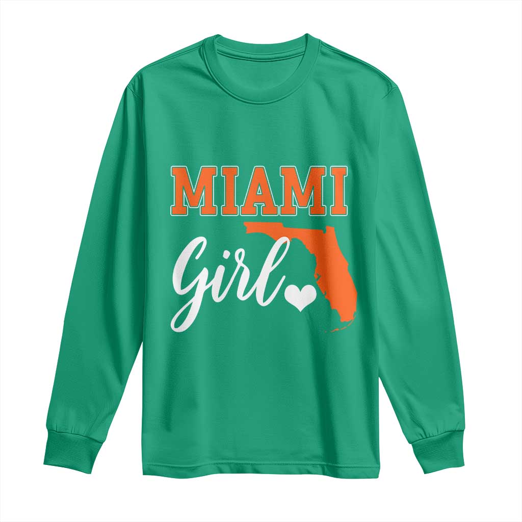 Miami Girl Pride Long Sleeve Shirt Florida State Map Local Love TS02 Irish Green Print Your Wear