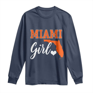 Miami Girl Pride Long Sleeve Shirt Florida State Map Local Love TS02 Navy Print Your Wear