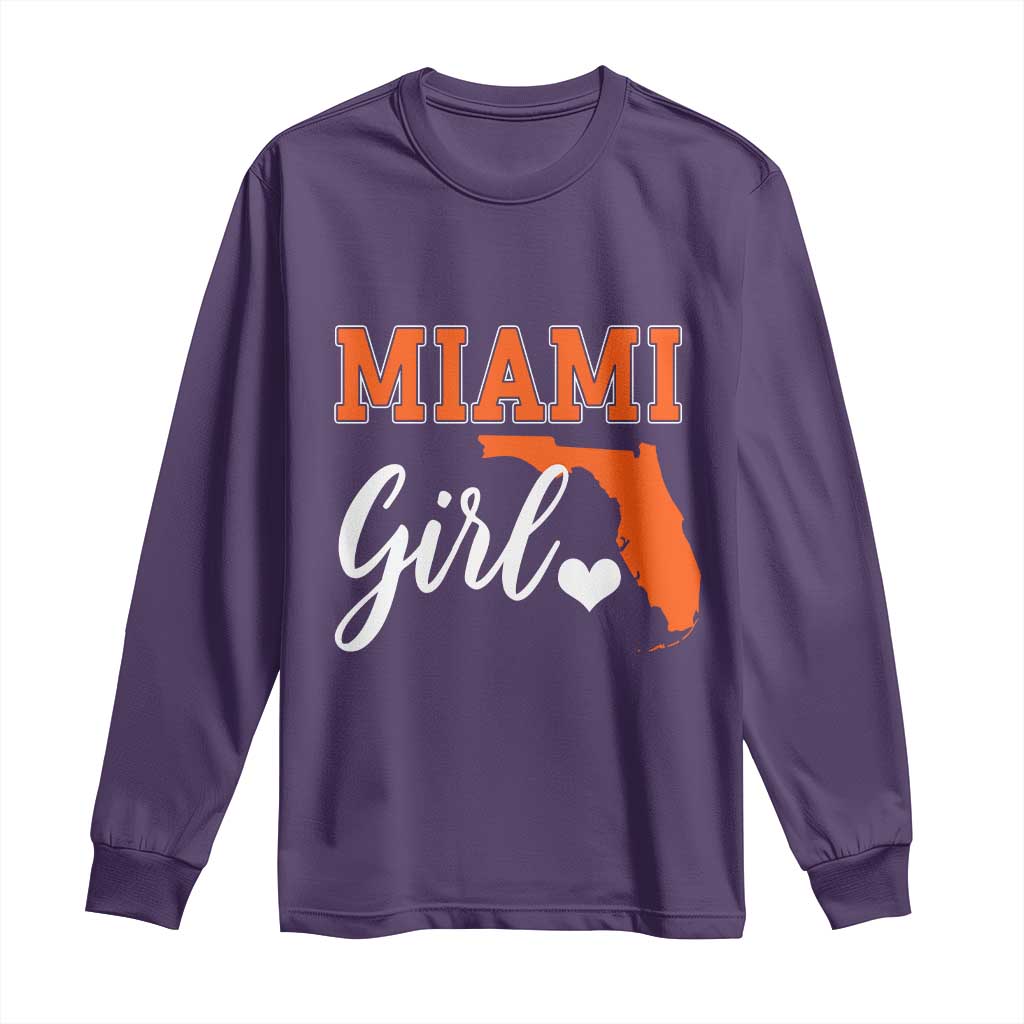 Miami Girl Pride Long Sleeve Shirt Florida State Map Local Love TS02 Purple Print Your Wear