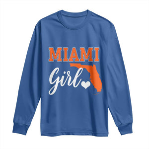Miami Girl Pride Long Sleeve Shirt Florida State Map Local Love TS02 Royal Blue Print Your Wear