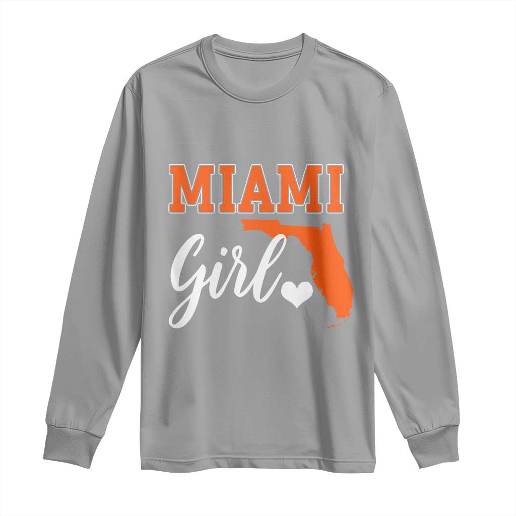 Miami Girl Pride Long Sleeve Shirt Florida State Map Local Love TS02 Sport Gray Print Your Wear
