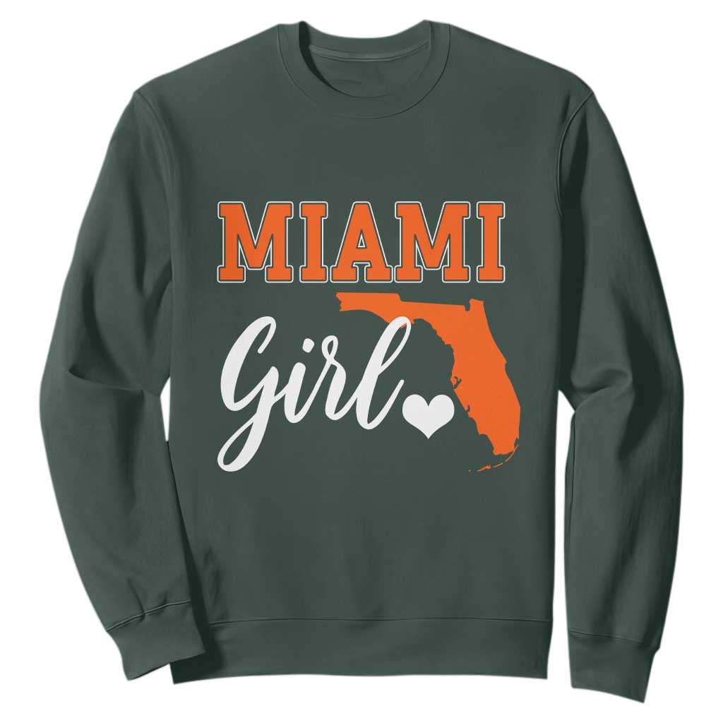 Miami Girl Pride Sweatshirt Florida State Map Local Love TS02 Dark Forest Green Print Your Wear
