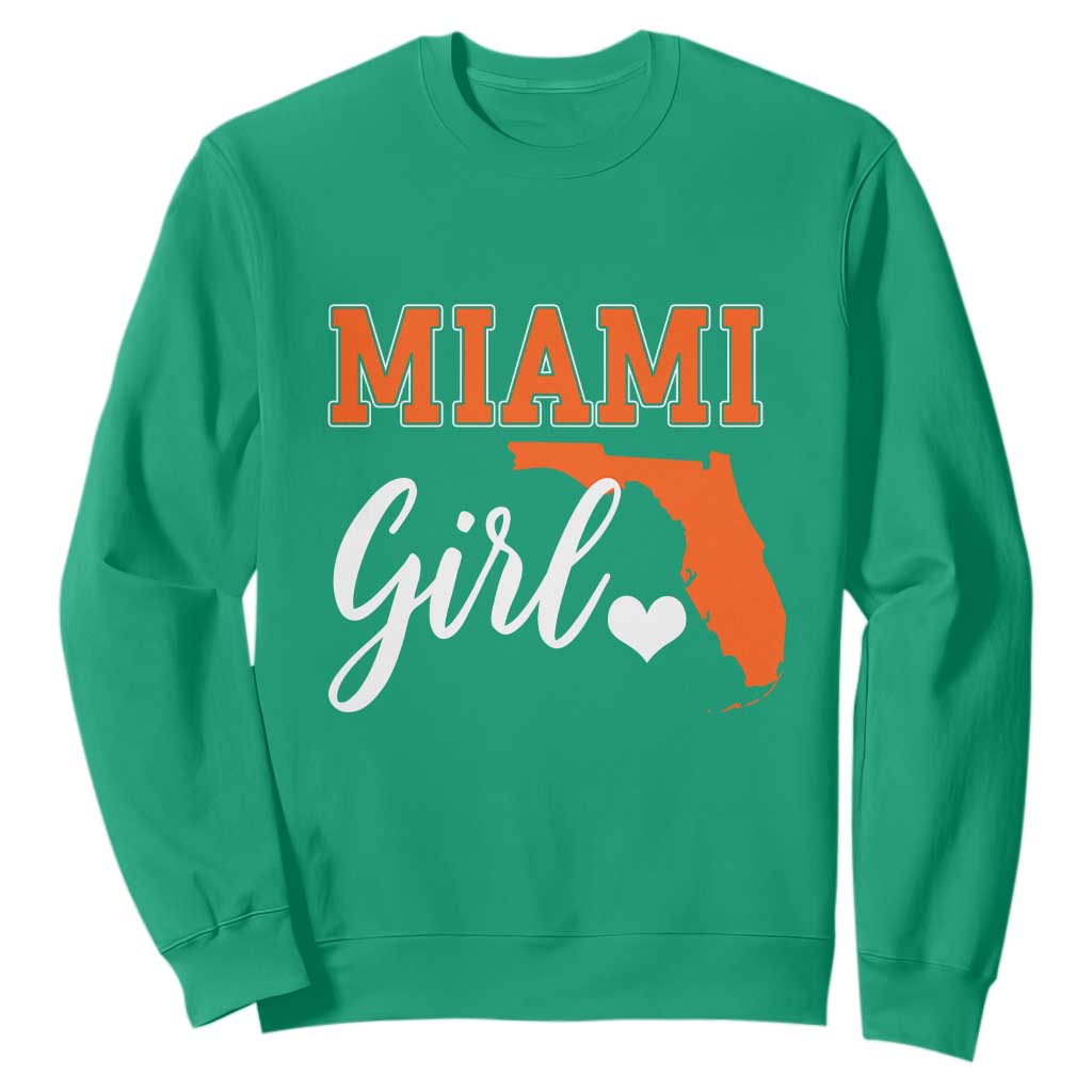 Miami Girl Pride Sweatshirt Florida State Map Local Love TS02 Irish Green Print Your Wear