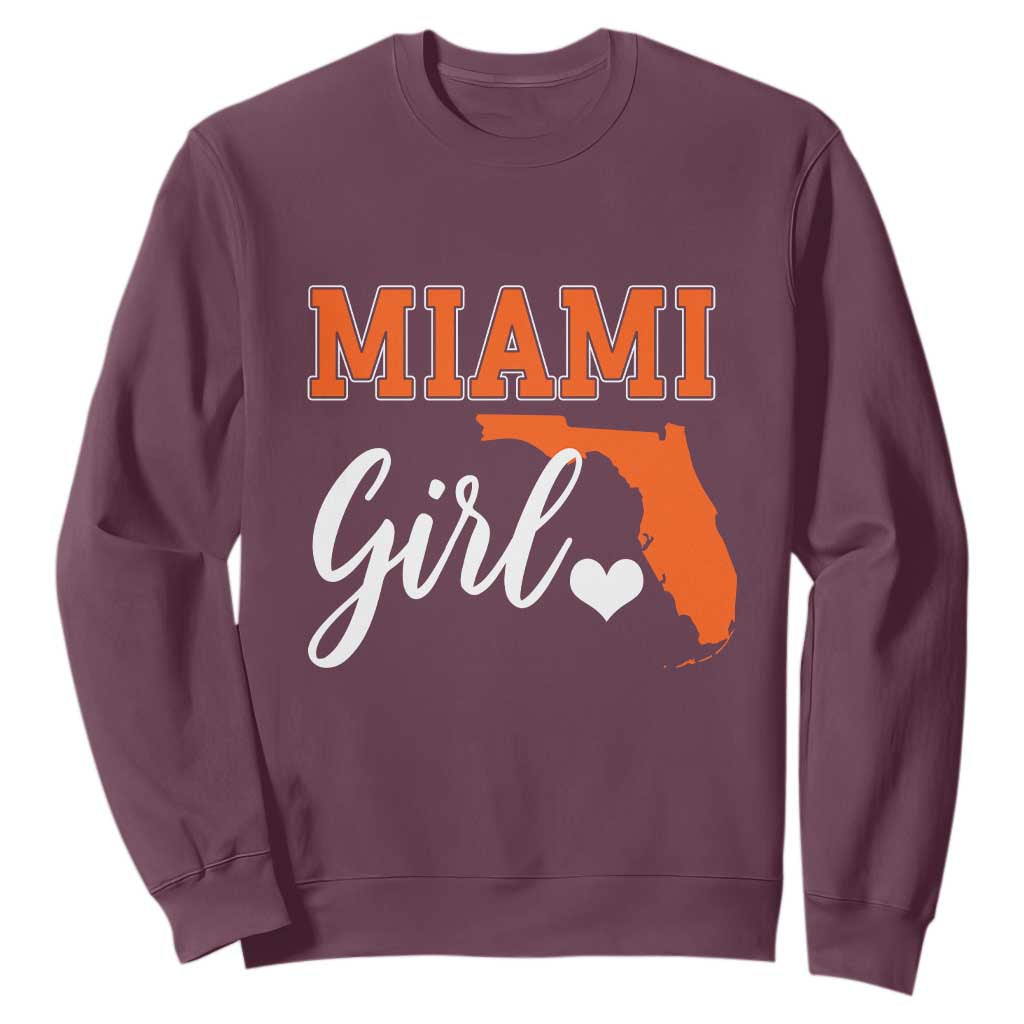 Miami Girl Pride Sweatshirt Florida State Map Local Love TS02 Maroon Print Your Wear