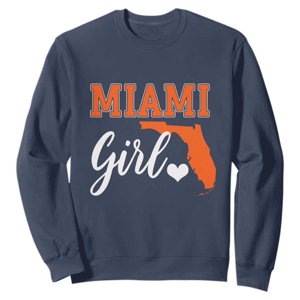 Miami Girl Pride Sweatshirt Florida State Map Local Love TS02 Navy Print Your Wear
