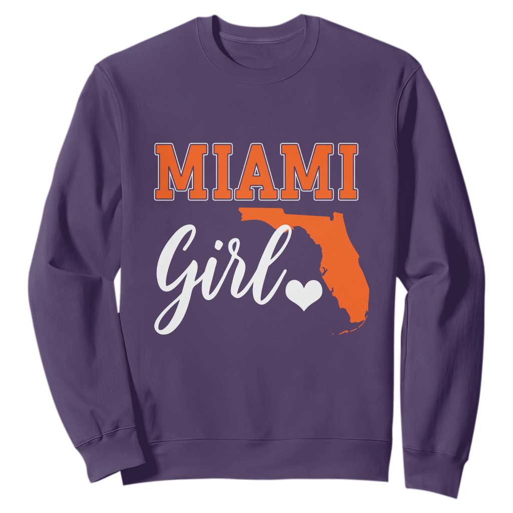 Miami Girl Pride Sweatshirt Florida State Map Local Love TS02 Purple Print Your Wear
