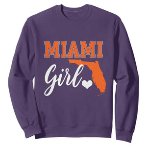 Miami Girl Pride Sweatshirt Florida State Map Local Love TS02 Purple Print Your Wear