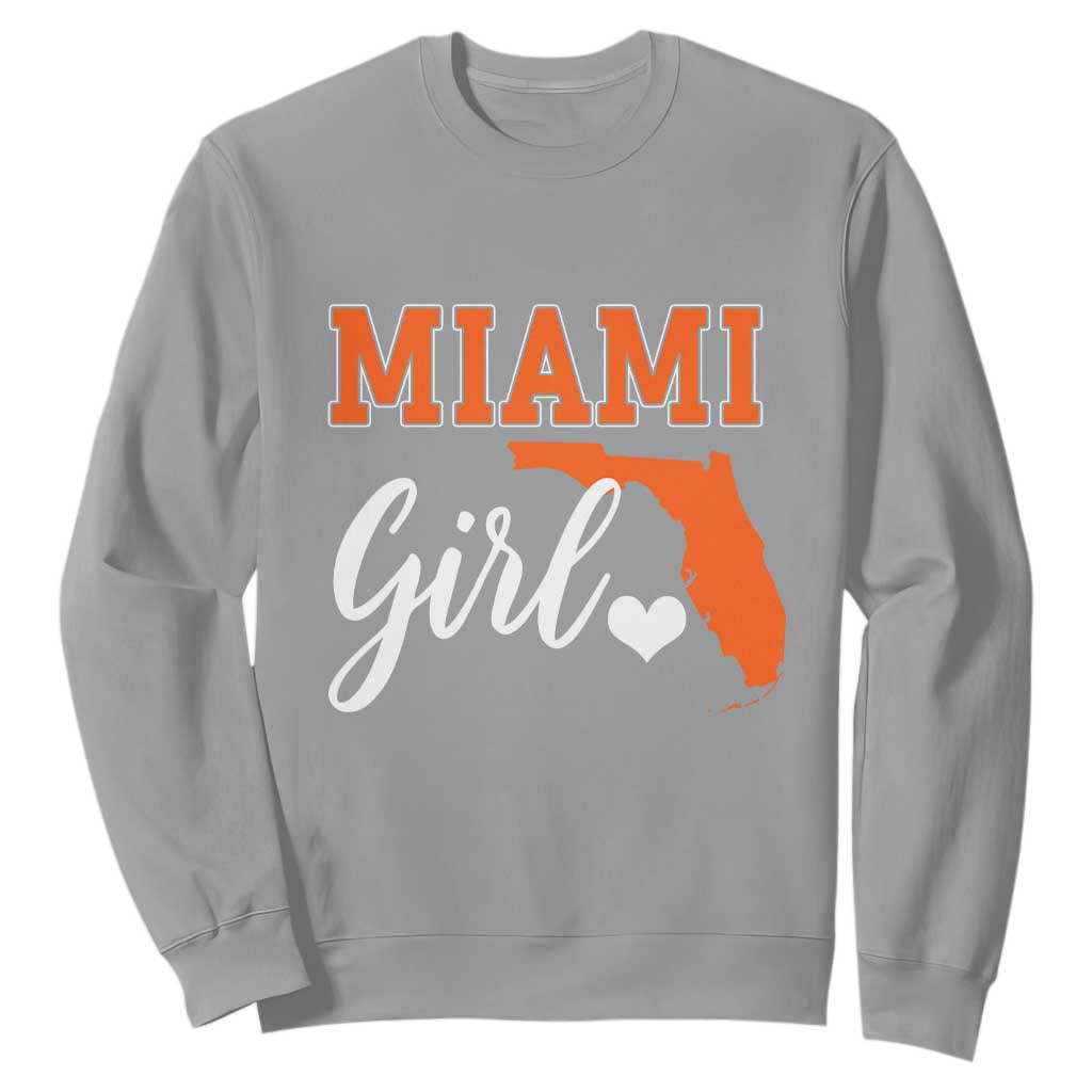 Miami Girl Pride Sweatshirt Florida State Map Local Love TS02 Sport Gray Print Your Wear