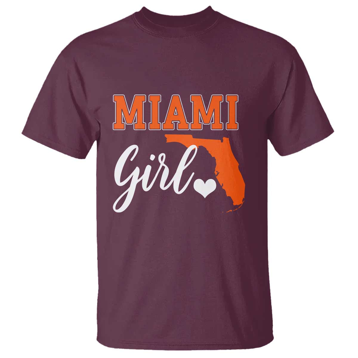 Miami Girl Pride T Shirt Florida State Map Local Love TS02 Maroon Print Your Wear