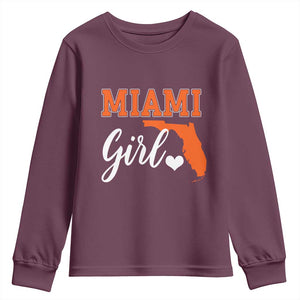 Miami Girl Pride Youth Sweatshirt Florida State Map Local Love TS02 Maroon Print Your Wear