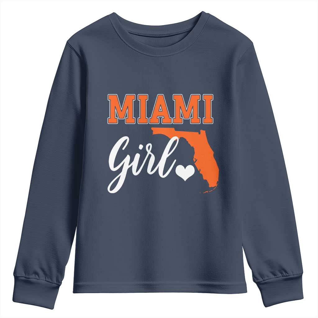 Miami Girl Pride Youth Sweatshirt Florida State Map Local Love TS02 Navy Print Your Wear
