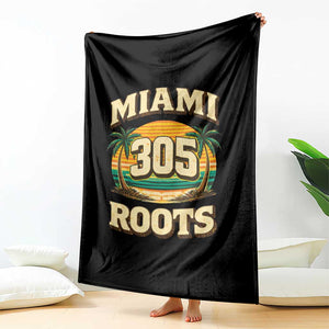 Vintage Miami 305 Roots Throw Blanket Retro Sunset Palm Trees Florida Natives TS02 Print Your Wear