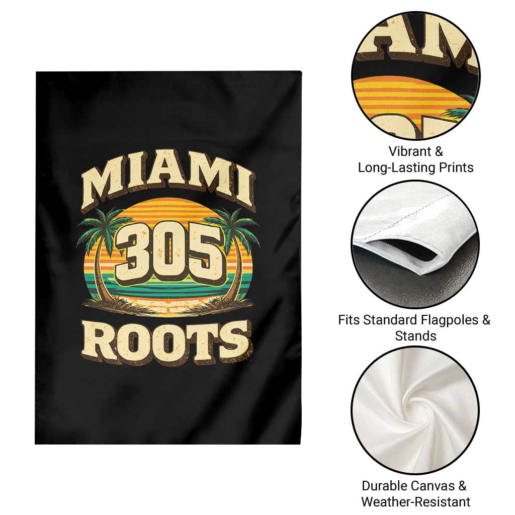 Vintage Miami 305 Roots Garden Flag Retro Sunset Palm Trees Florida Natives TS02 Print Your Wear