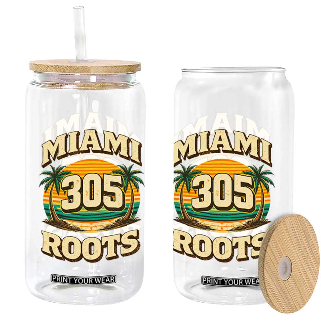 Vintage Miami 305 Roots Glass Can Retro Sunset Palm Trees Florida Natives TS02 Print Your Wear