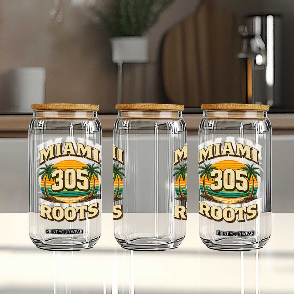 Vintage Miami 305 Roots Glass Can Retro Sunset Palm Trees Florida Natives TS02 Print Your Wear