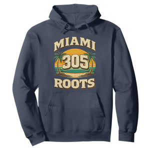 Vintage Miami 305 Roots Hoodie Retro Sunset Palm Trees Florida Natives TS02 Navy Print Your Wear
