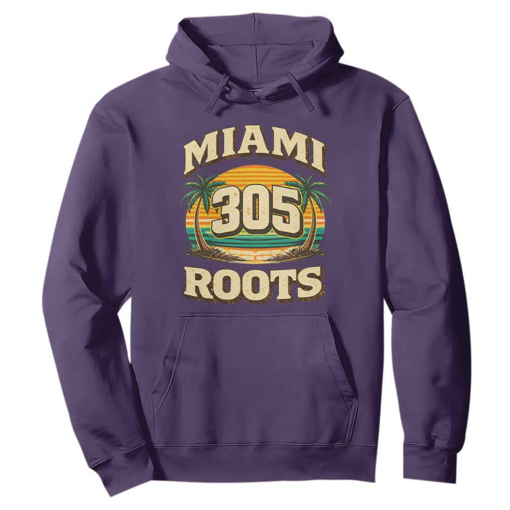 Vintage Miami 305 Roots Hoodie Retro Sunset Palm Trees Florida Natives TS02 Purple Print Your Wear