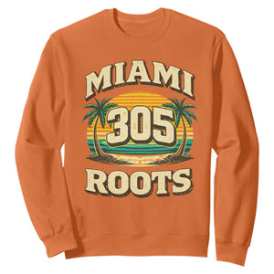 Vintage Miami 305 Roots Sweatshirt Retro Sunset Palm Trees Florida Natives TS02 Orange Print Your Wear