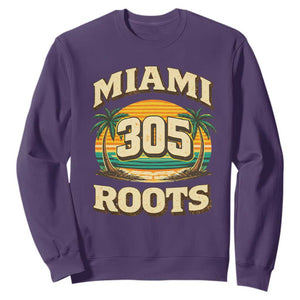 Vintage Miami 305 Roots Sweatshirt Retro Sunset Palm Trees Florida Natives TS02 Purple Print Your Wear