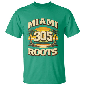 Vintage Miami 305 Roots T Shirt Retro Sunset Palm Trees Florida Natives TS02 Irish Green Print Your Wear