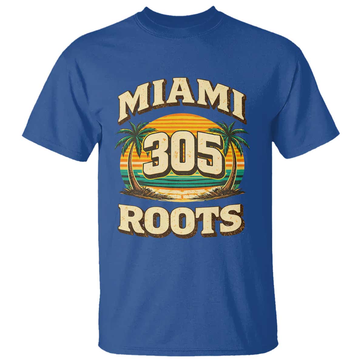 Vintage Miami 305 Roots T Shirt Retro Sunset Palm Trees Florida Natives TS02 Royal Blue Print Your Wear