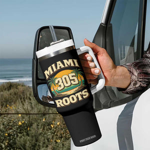 Vintage Miami 305 Roots Tumbler With Handle Retro Sunset Palm Trees Florida Natives TS02 Print Your Wear