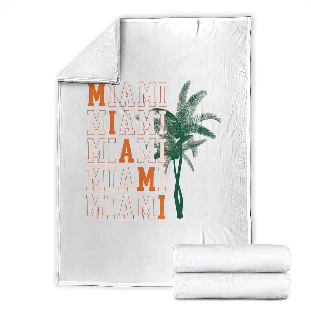 Miami Pride Palm Tree Graphic Throw Blanket Orange and Green Tropical City Vibes TS02 White Print Your Wear