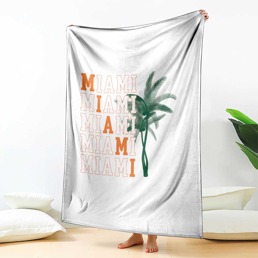 Miami Pride Palm Tree Graphic Throw Blanket Orange and Green Tropical City Vibes TS02 Print Your Wear