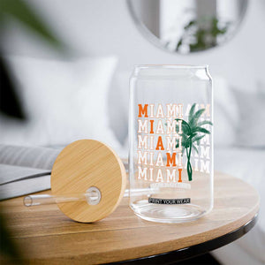 Miami Pride Palm Tree Graphic Glass Can Orange and Green Tropical City Vibes TS02 Print Your Wear