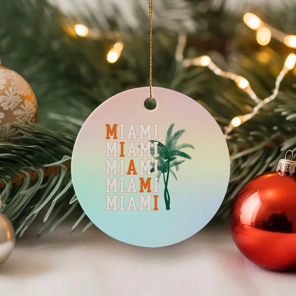 Miami Pride Palm Tree Graphic Ceramic Ornament Orange and Green Tropical City Vibes TS02 1pc Pastel Print Your Wear