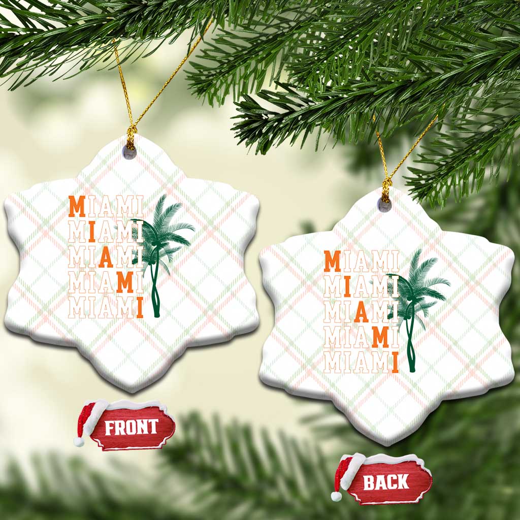 Miami Pride Palm Tree Graphic Ceramic Ornament Orange and Green Tropical City Vibes TS02 Print Your Wear
