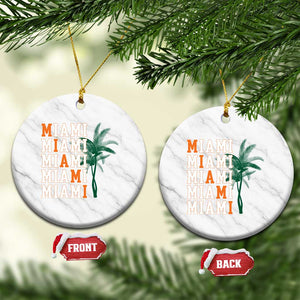 Miami Pride Palm Tree Graphic Ceramic Ornament Orange and Green Tropical City Vibes TS02 1pc White Marble Print Your Wear
