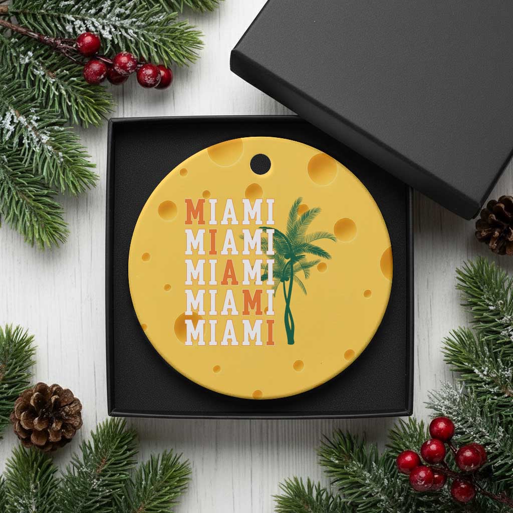 Miami Pride Palm Tree Graphic Ceramic Ornament Orange and Green Tropical City Vibes TS02 1pc Yellow Cheese Print Your Wear