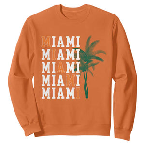 Miami Pride Palm Tree Graphic Sweatshirt Orange and Green Tropical City Vibes TS02 Orange Print Your Wear
