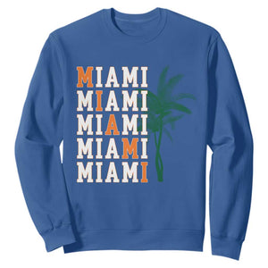 Miami Pride Palm Tree Graphic Sweatshirt Orange and Green Tropical City Vibes TS02 Royal Blue Print Your Wear