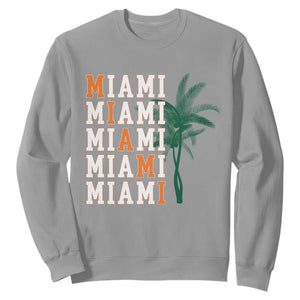 Miami Pride Palm Tree Graphic Sweatshirt Orange and Green Tropical City Vibes TS02 Sport Gray Print Your Wear