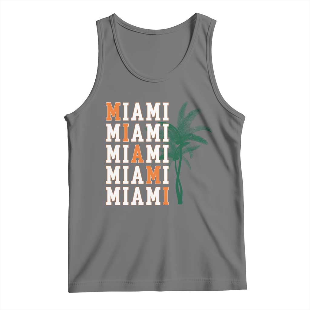 Miami Pride Palm Tree Graphic Tank Top Orange and Green Tropical City Vibes TS02 Black Heather Print Your Wear