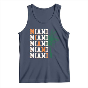 Miami Pride Palm Tree Graphic Tank Top Orange and Green Tropical City Vibes TS02 Navy Print Your Wear