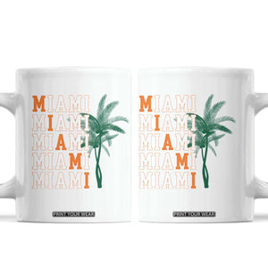 Miami Pride Palm Tree Graphic Coffee Mug Orange and Green Tropical City Vibes TS02 White Print Your Wear
