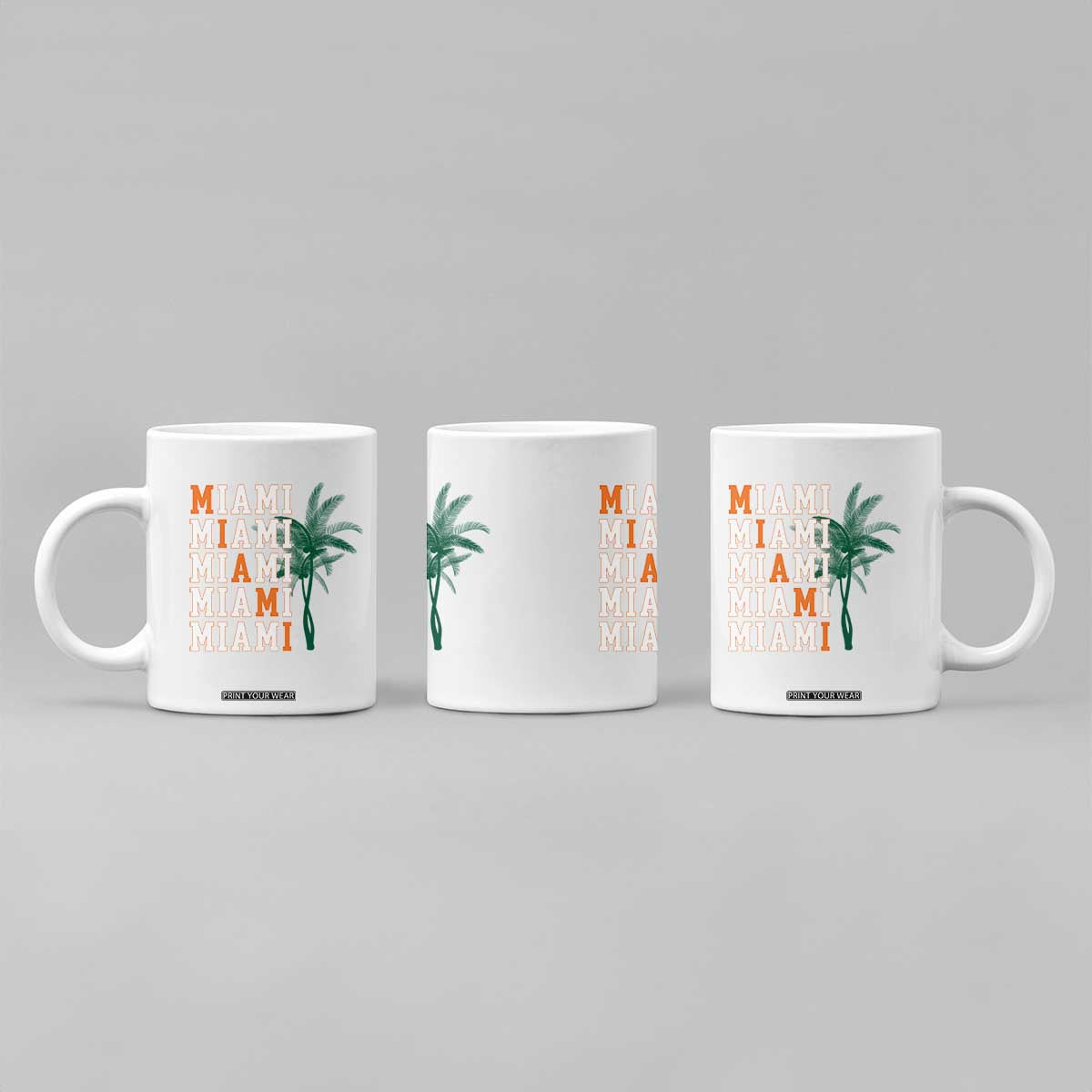Miami Pride Palm Tree Graphic Coffee Mug Orange and Green Tropical City Vibes TS02 Print Your Wear